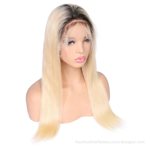 180% Density Wholesale Human Virgin Hair Ombre T1b/Blonde Lace Front Wigs